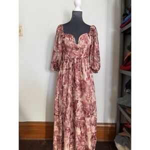 Long NWT Milkmaid Sheer Plunge Peasant Fairy Dress. Festival Cottagecore Country